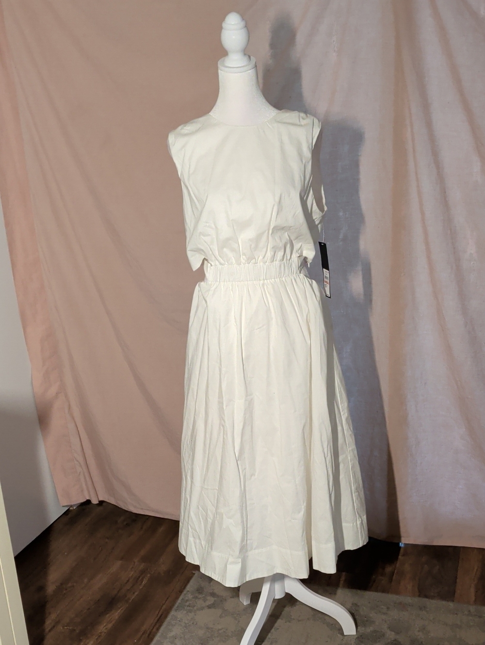 RACHEL Rachel Roy Cream A-Line Midi Skirt with Elastic Waist
